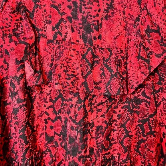 ba&sh Sym Red‎ Snakeskin Print Ruffled Crepe Mini Dress Size XS - Picture 8 of 9